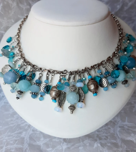 Multi Strand Beaded and Silver Necklace by Venezia Jewelry Design